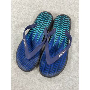 Rider Grendene Mens Blue Black Geometric Flip Flop Sandals Size 10 Brazil 2543